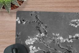 Muismat XXL 90x45 cm - Bureau onderlegger - Bureau mat Amandelbloesem - Van Gogh - Zwart Wit - Bureaumat - Gaming mousepad xl - Bureaulegger groot - Computer deskmat — thumbnail 2
