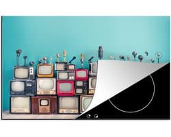 KitchenYeah® Inductie beschermer 81.2x52 cm - Televisie - Microfoon - Vintage - Kookplaataccessoires - Afdekplaat voor kookplaat - Inductiebeschermer - Inductiemat - Inductieplaat mat