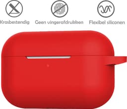 Hoesje Geschikt voor Apple AirPods Pro 2 - Siliconen Hoes met Clip - Silicone Case Cover - Rood — thumbnail 4
