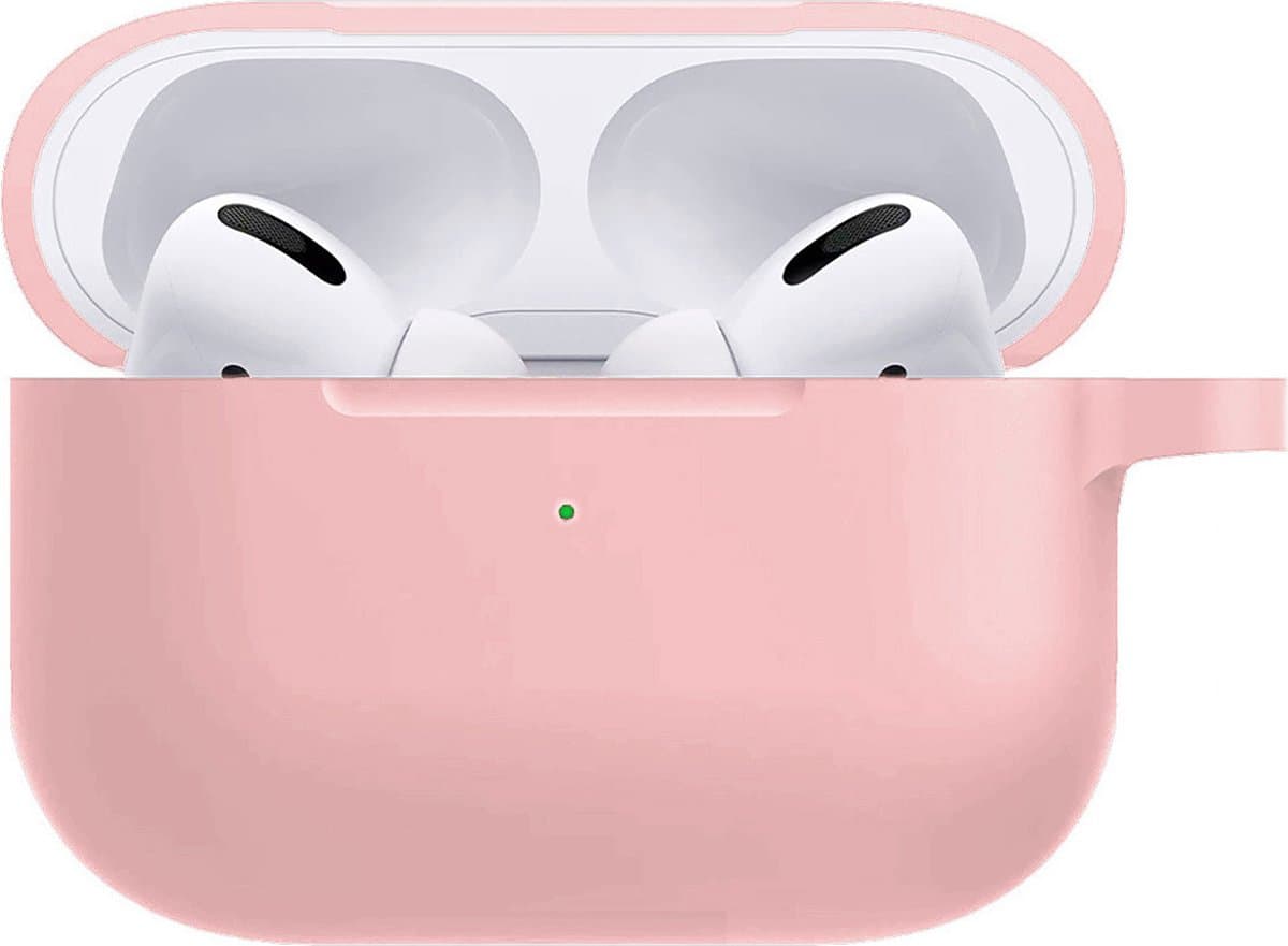 Hoesje - Geschikt voor Apple AirPods Pro 2 - met Clip - Siliconen Hoes - Silicone Case Cover - Lichtroze — afbeelding 1