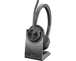 HP Poly Voyager 4320 UC Stereo On Ear headset Bluetooth Stereo Zwart Noise Cancelling Volumeregeling, Incl. oplaad- en