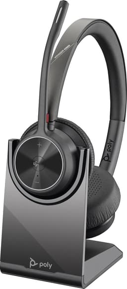 HP Poly Voyager 4320 UC Stereo On Ear headset Bluetooth Stereo Zwart Noise Cancelling Volumeregeling, Incl. oplaad- en — thumbnail 1