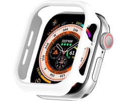 By Qubix - Hard case 46mm (open front) - Wit - Geschikt voor Apple Watch 46mm hoesje - screenprotector - Bescherming iWatch - Bescherm hoesje