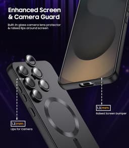 AziLine Magnetische Premium Zwart Hoes voor Galaxy S25 – Stijlvolle Bescherming met Ingebouwde MagSafe en Camera Lens Bescherming Geschikt voor Samsung Galaxy S25 — thumbnail 3