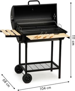 Barbecue met deksel en warmhoud rek - Zwarte metalen BBQ met thermostaat - 104x68x111 cm — thumbnail 5