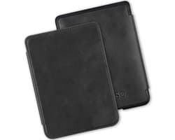Lunso Geschikt voor Kobo Clara HD hoes (6 inch) - Leren sleepcover - Zwart