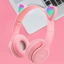 Collox Koptelefoon met kattenoortjes - Voor kinderen - Kleurrijk - Met bluetooth - Draadloos - Microfoon - LED verlichting - Ontvangstafstand 10 M - Roze — thumbnail 5