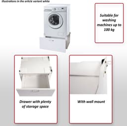 Wasmachine sokkel - verhoger - 33 cm met lade - wit — thumbnail 4