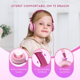 StayPowered Kinderkoptelefoon - Veilig en Comfortabel Luisteren - 85 dB Volume Begrenzer - HD Stereo Geluid - Lichtgewicht & Opvouwbaar - Verstelbare Hoofdband - Brede Compatibiliteit - Zacht & Duurzaam - Roze - Levering Sneller dan Aangegeven! — thumbnail 3