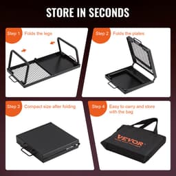 VEVOR BBQ Gills Houtskoolgrill Opvouwbare Grill Tafelgrill 570 X 285 X 230 Mm, 6 Kg Belastbare Draagbare Reisgrill Outdoor Campinggrill 300 ℃, Grillrooster + Grillplaat voor Tuinfeesten, Picknicks, Terras — thumbnail 3