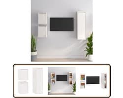 vidaXL Tv-meubelen set massief grenenhout wit Televisie Kast - Houten Tv-meubel - Klassieke Tv-standaard - Wit Tv-meubel - Grenoble Hout