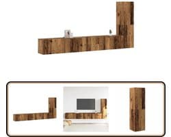 vidaXL Tv-wandkasten - Set van 3 - Oud houtkleurig Tv Wandkast - Tv Meubel - Kast Voor Televisie - Houten Tv Kast - Vintage Tv Kast