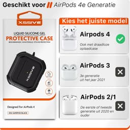 Schokbestendig Hoesje - Geschikt voor Apple AirPods 4 - Hardcase Met Sleutelhanger - Zwart — thumbnail 3