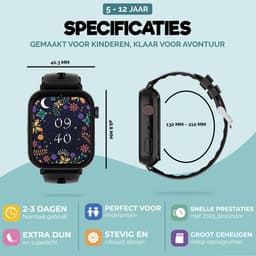 Royal Supplies Pixiepulse - Smartwatch- Smartwatch kinderen- 2026 Model- HD -GPS Tracker- Camera - SOS-alarm - Waterdicht - iOS en Android - GPS Horloge Kind- Videobellen - Screenprotector- Zwart — thumbnail 4