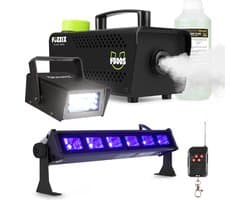 Partyset met Fuzzix F500S Rookmachine - 1L Rookvloeistof - 1x Stroboscoop en 1x Blacklight bar