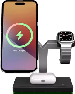 3 in 1 Magnetische docking station geschikt voor Apple iPhone / Apple Watch / AirPods - Oplader draadloos - iPhone Oplader met kabel - USB A naar USB C - Magneet - Magnetisch Oplaadstation telefoons - GSM lader Qi station - Wireless Charger — thumbnail 1