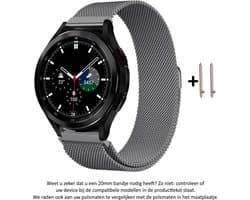 Grijs Metalen bandje Milanees voor bepaalde 20mm smartwatches van verschillende bekende merken (zie lijst met compatibele modellen in producttekst) - Maat: zie foto – 20 mm grey milanese smartwatch strap
