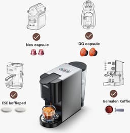 Happyment 4 in 1 Koffiemachine - Koffiezetapparaat - Koffie Automaat - Automatisch - Nespresso - Dolce Gusto - Koffiepoeder - Koffiepads - Met Capsule Houder — thumbnail 2