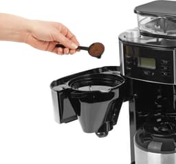 Barista Filterkoffiezetapparaat met Bonenmaler – Warmhoudfunctie, 24-uurs Timer, Permanent Filter – 10 Kopjes – Voor Bonen en Gemalen Koffie – Roestvrij Staal/Zwart — thumbnail 5