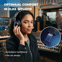 DJ koptelefoon premium - Vonyx HDX200BK - Over ear koptelefoon - Opbergtas - DJ en producer - Zwart — thumbnail 2