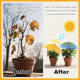 3 stuks plantenparaplu's voor buitenplanten, buigzame tuinparaplu's inclusief geel, roze en blauw voor tuinbedden, potgroenten en fruit — thumbnail 4