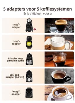 HiBREW H2B - 5 in 1 - Koffiemachine - Koffiezetapparaat - Kapsulekoffiezetapparaat - Voor Nespresso, Dolce Gusto, ESE & gemalen koffie - Grijs — thumbnail 2