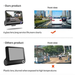 Smoakez Dash Cam 1080P Groothoek 4 Inch Nachtzicht Bewegingsdetectie Auto Recorder Voor en Achter — thumbnail 5