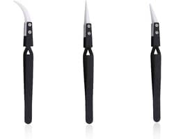 Heatbestendige keramische klemmen – antistatische set voor elektronica, lassen en reconstructie van spoelen – rechte, gebogen en platte punt