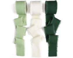 Chiffon lint in groen eucalyptus, 20 meter, 4 rollen, ideaal voor bruiloften, decoratie en knutselprojecten