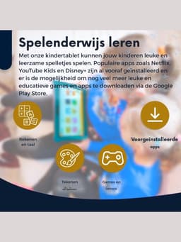 REN® Kindertablet Deplay - Kinder Tablet Deplay - Kindertablet Deplay Pro - Blauw - 23cm x 13cm x 1cm — thumbnail 2