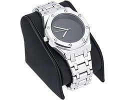 Zwarte Leren Horloge Display Stand - Enkele Horhouder voor Sieraden, Perfect voor Winkels en Thuisdecoratie, Afmetingen 5.3 x 7.5 x 6 cm