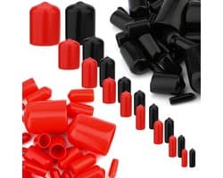 160 Stuks Draadbeschermers, Zwarte en Rode Rubber Eindkappen in 9 Maten (2mm tot 20mm) voor Veiligheid en Bescherming