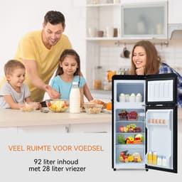 Retro Tafelmodel koelkast-Vriescombinatie - Tweedeurs Koelkast - Koelkast Met Vriesvak – Energieklasse D – 45dB – LED Verlichting - Voor Keuken - 105,5 cm - 92L — thumbnail 4