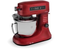 Klarstein Keukenmachine Chiara 1600W – 5L rvs-kom, 12 Geschwindigkeiten, LCD Touch Display, ≤72 dB, vaatwasmachinebestendig Patisserie Set, Aluminium gegoten behuizing, rood - Keukenmachine - 12 Snelheden - voor Keuken - LED RVS-Kom Garde