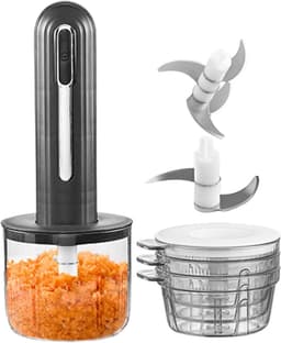 Elektrische Keuken Hakker - Mini Hakmachine Keuken - Snel Ingrediënten Snijden - Draadloos en Oplaadbaar - 400 ml - Zwart — thumbnail 1