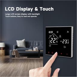 Slimme Thermostaat - Temperatuurregelaar Vloerverwarming - Comfort Thuis - LCD Touchscreen - 60mm Installatie - Zwart — thumbnail 3