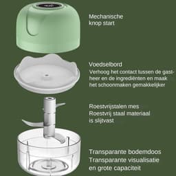 Elektrische Keukenmachine - Keukenmolen Hakker - Voedselbereiding Vereenvoudigen - Draadloos en USB Oplaadbaar - 250 ml - Cyaanblauw — thumbnail 2