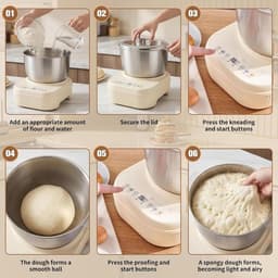 Deegmixer Keuken - Elektrische Kneedmachine - Thuis Bakken - Constante Temperatuur Fermentatie - 5L/7L Kom - Wit — thumbnail 5