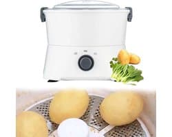 Elektrische Aardappelschiller - Automatische Schilmachine - Keuken Werk Efficiënt - Zes Roestvrijstalen Messen - 1 kg - Wit