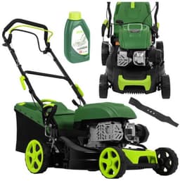 MOZY® - Grasmaaier op Benzine - 50 Liter Opvangbak - 8 Maaihoogte Instellingen - 406 mm Breed - 3000 RPM - met Reserve Mes - Verstelbare Hoogte - Benzinegrasmaaier — thumbnail 1