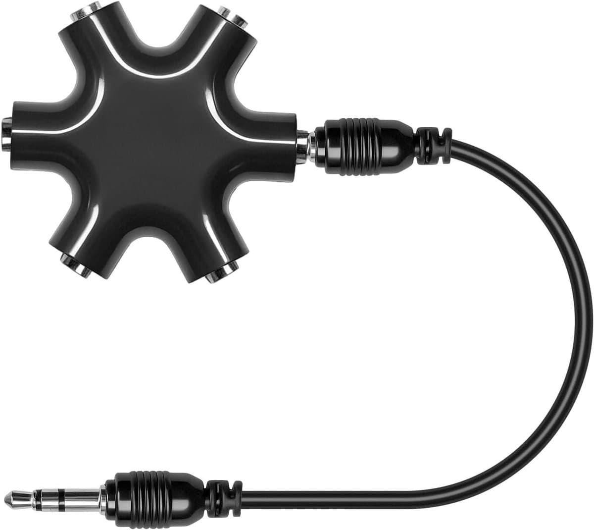 Audio Splitter - 3.5mm Jack Hub - Audio Delen - 6 Poorten Aluminium - Compact Ontwerp - Zwart — afbeelding 1