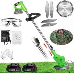 Elektrische Grasmaaier - Draadloze Trimmer - Tuinonderhoud - Verstelbare Telescoopsteel - 15 cm Snijbreedte - Groen — thumbnail 1