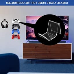 Set van 2 Wandmontage Hoofdtelefoonstandaards - Zelfklevende Transparante Acryl Houder voor Gaming Hoofdtelefoons en Consoles — thumbnail 4