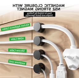 Magnetische Kabelhouder met Draaiende Basis voor USB Oplaadkabels - 12 Stuks Kabelbeheer voor Thuis en Kantoor — thumbnail 4