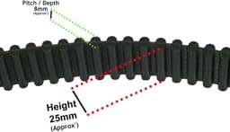 Getande Distributieriem - Tandriem Grasmaaier - Maaier Onderhoud - Specifieke Pasvorm - 1800x25mm - Zwart — thumbnail 3