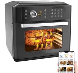Heteluchtfriteuse – Airfryer - Airfryer Oven - 15L - 360° Luchtcirculatie - 1700W - 240V - 12 Voorinstellingen - LED Touchscreen - Kijkvenster - App Bediening - Zwart — thumbnail 8