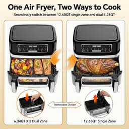 Heteluchtfriteuse - Airfryer Oven - Gezond Frituren - Twee Verwarmingszones - 12 Liter - Gemengde Kleuren — thumbnail 5