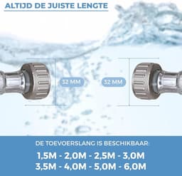 Waterslang Wasmachine - Toevoerslang Vaatwasser - Apparaat Aansluiten - Universeel Bruikbaar - 1.5 Meter - Grijs — thumbnail 4