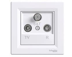 Schneider Electric Asfora Serie - Einddoos RTV+SAT - 1dB - Wit - Geen Aarding