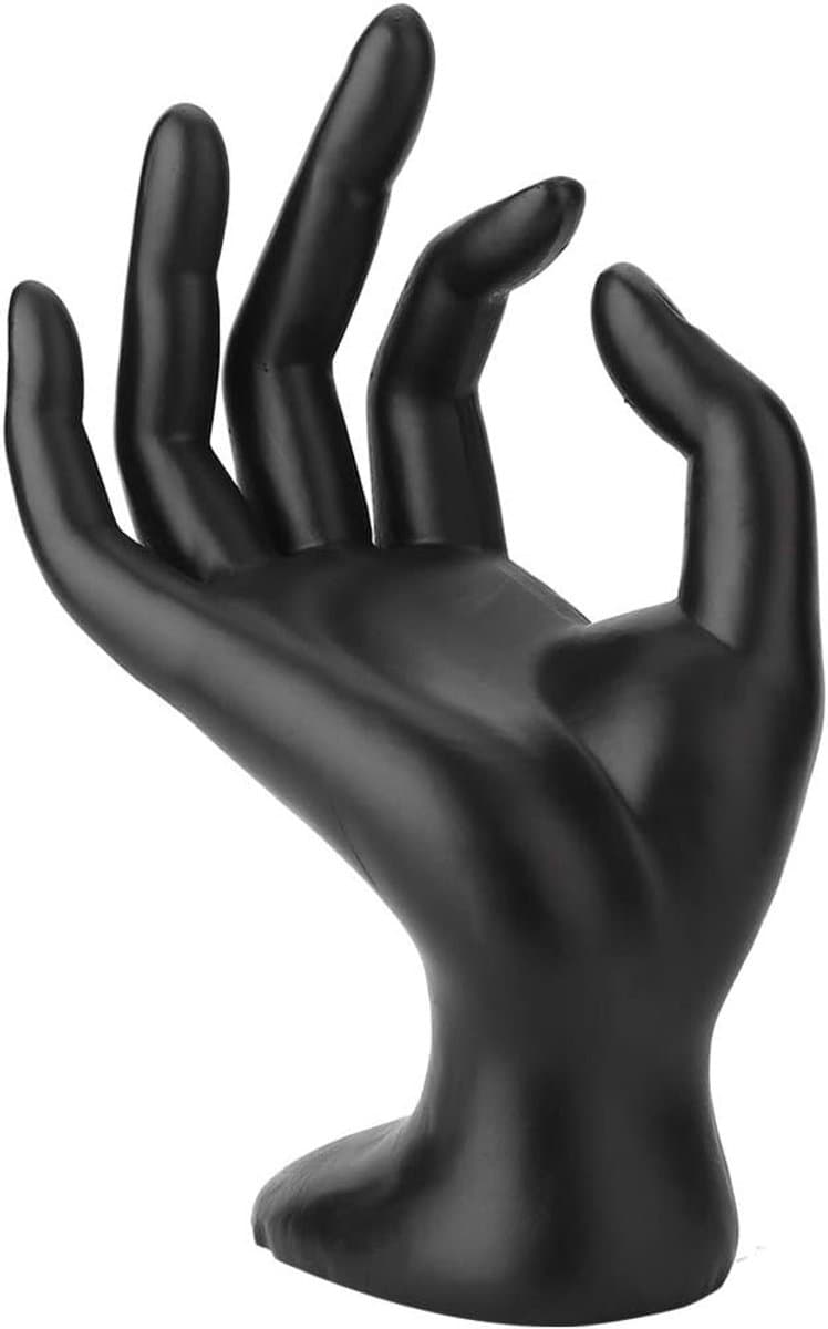 Zwarte Handvormige Sieradenstand voor Ringen en Oorbellen - Elegante Sieradenhouder en Display Case van Hars — afbeelding 1